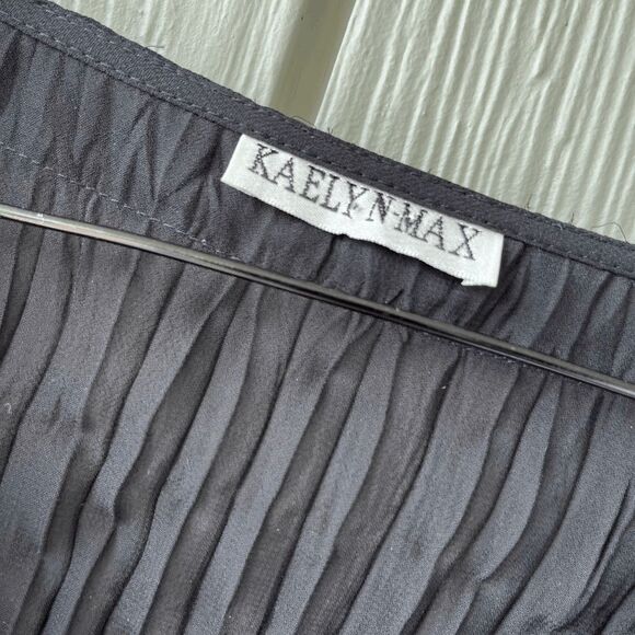 VTG NWT Kaelyn-Max Black Beaded Crinkle Top L Sheer Y2K Party Blouse Deadstock - Picture 8 of 10